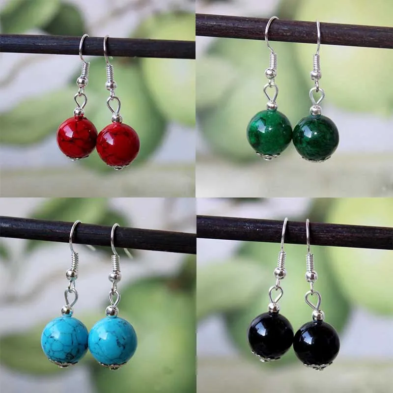 

YGLCJ Retro Fringed Ladies Earrings Luxury Tibetan Tremella Hook Natural Stone Pendant Earrings Bohemian Style Jewelry