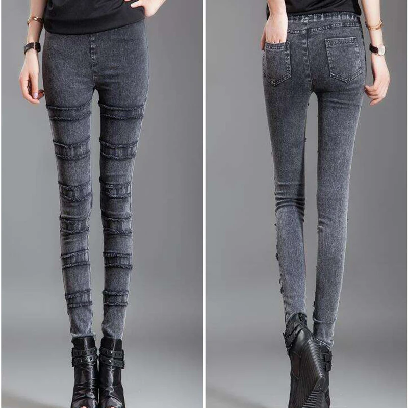Модные женские джинсы, черные эластичные обтягивающие узкие брюки-карандаш с высокой талией размера плюс, винтажные джинсы, весенние осенние женские джинсы