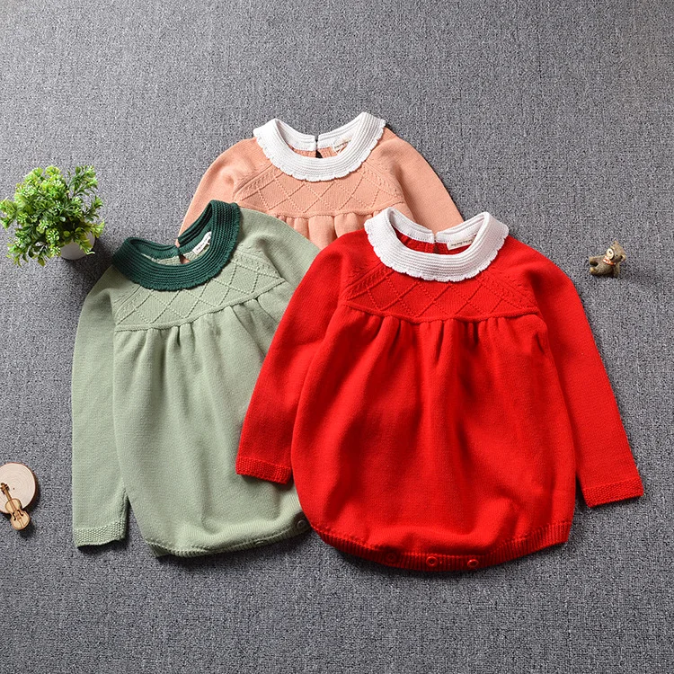 2017 Baby Knitted Rompers Girls Jumpsuit roupas de bebe Wool baby romper Overalls infant toddler clothes