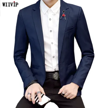 

M-4XL New Fashion Full Sleeve Single Breasted Blazer Spring Autumn Solid Casual Blazer YW163