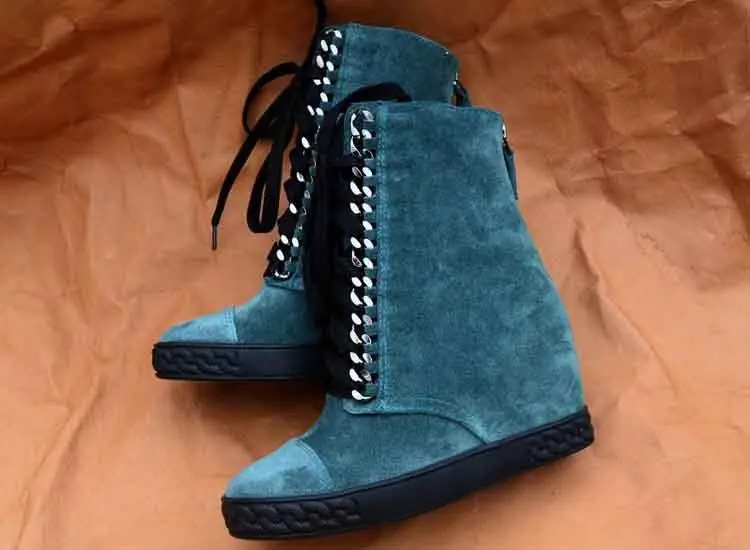 Negro Moto Cm Tobillo Para Zapatos Decoración Mujeres Botas Invierno azul Mujer La Cadena Las Altura Hasta 8 De Cuña qaHT4Bqw