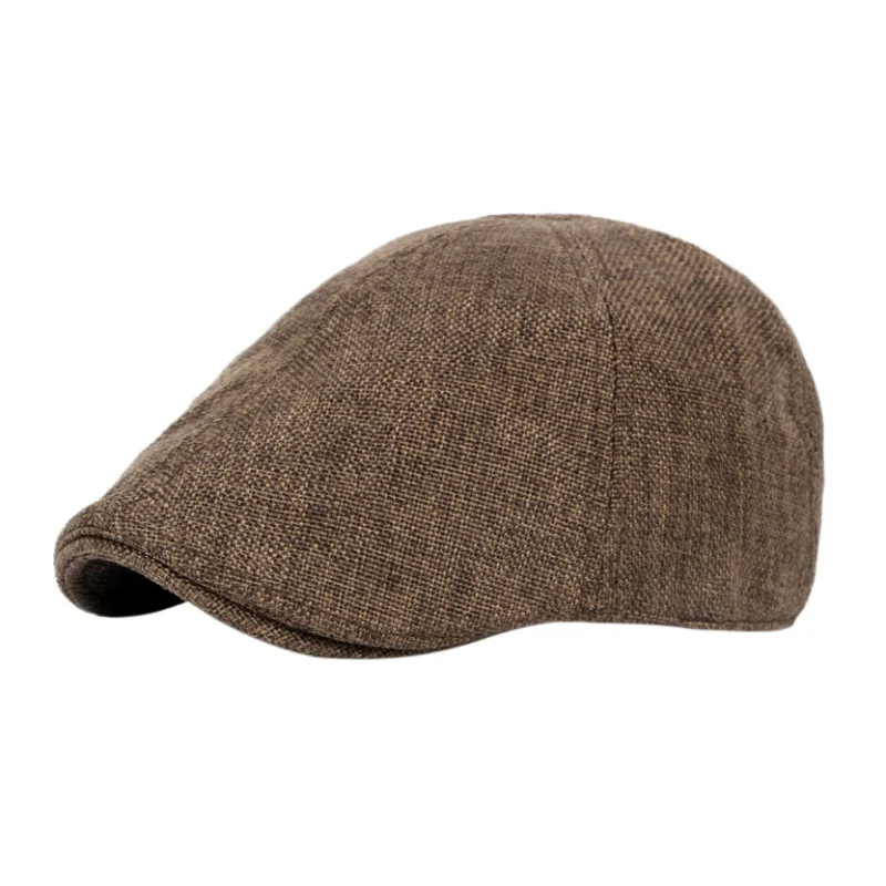 Классическая шляпа Glof, нежная Мужская дышащая Ретро шапка с уткой, мужская шапка, Британский ветер, грубое белье, берет - Цвет: coffee