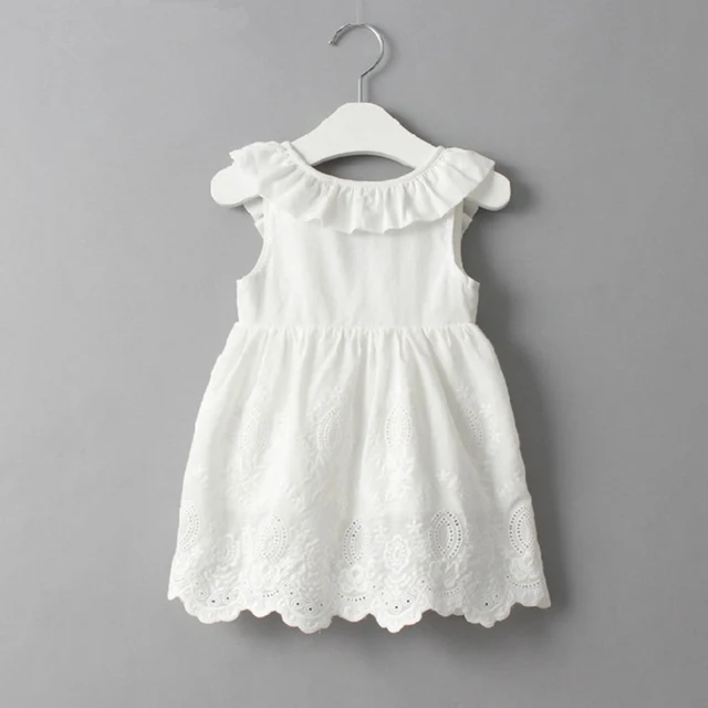 Lace Beach Girls Dress White Halter Hollow Party Backless Dresses For Girls Vintage Toddler Girls Clothes 2 3 4 5 6 7 8 9 years 2