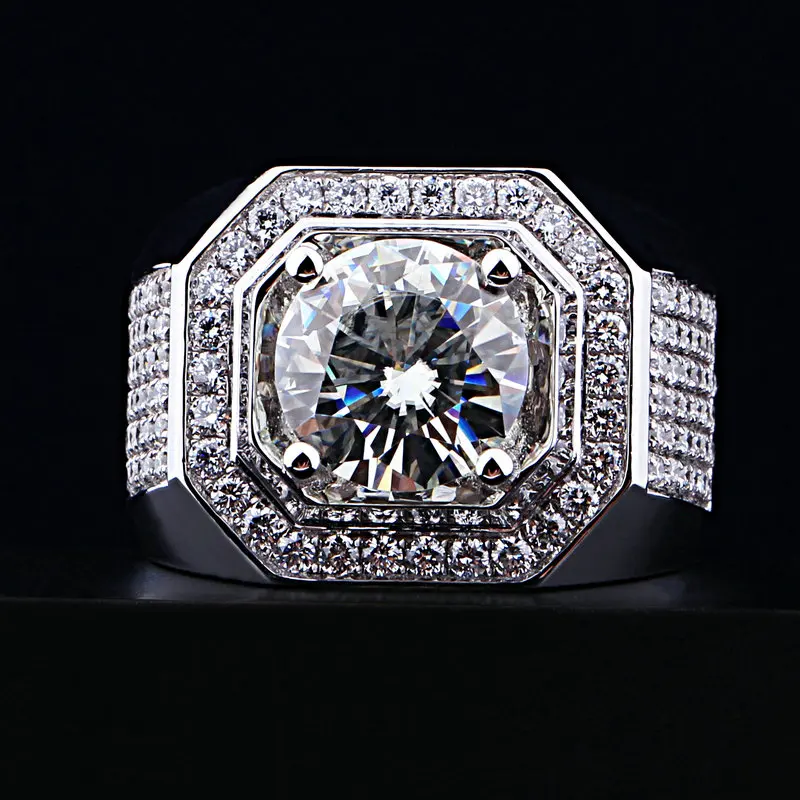 choucong Pánské kulaté broušené 8mm kámen 5A zirkonový kámen 10KT bílé zlato naplněné zásnubní prsteny snubní prsten sada Sz 5-11 dárek