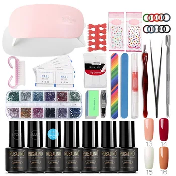 

ROSALIND Professional Design UV Led Manicure Set UV Gel Polish Acrylic Nail Kit with Lamp Manicure Set Nail Art 7ml 4 Colors