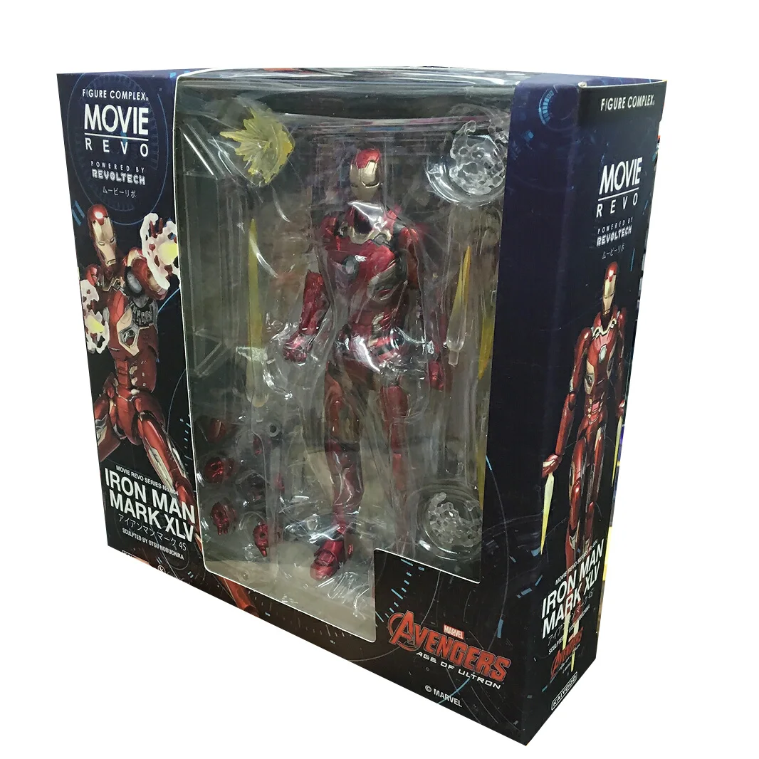 

SCI-FI Revoltech Series NO.004 Iron Man MARK XLV MK45 PVC Action Figure Collectible Model Toy 16cm