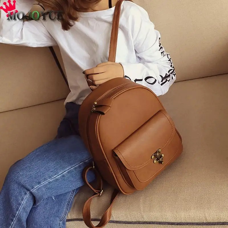 Vintage mujer mochilas PU cuero hombro bolso ocasional Simple escuela Bookbag mujer sólido Mochila niñas Retro Simple Mochila Vintage mujer mochilas PU cuero hombro bolso ocasional Simple escuela Bookbag mujer sólido Mochila niñas Retro Simple Mochila