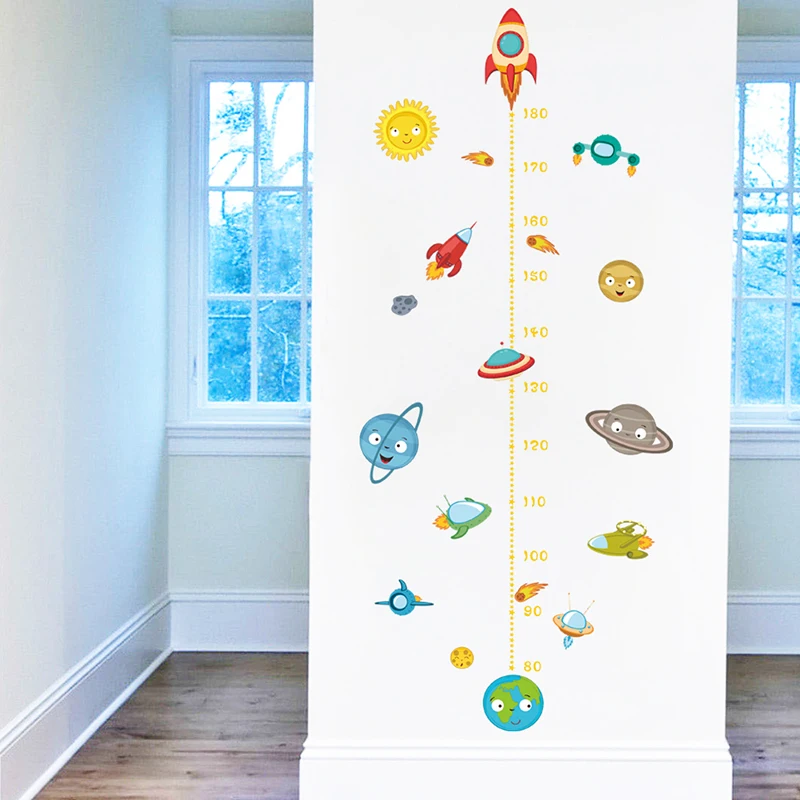 

% Solar System Rocket Height Measure Wall Stickers Kids Nusery Rooms Outer Space Sky Poster Growth Chart PVC Mural Decor Wall
