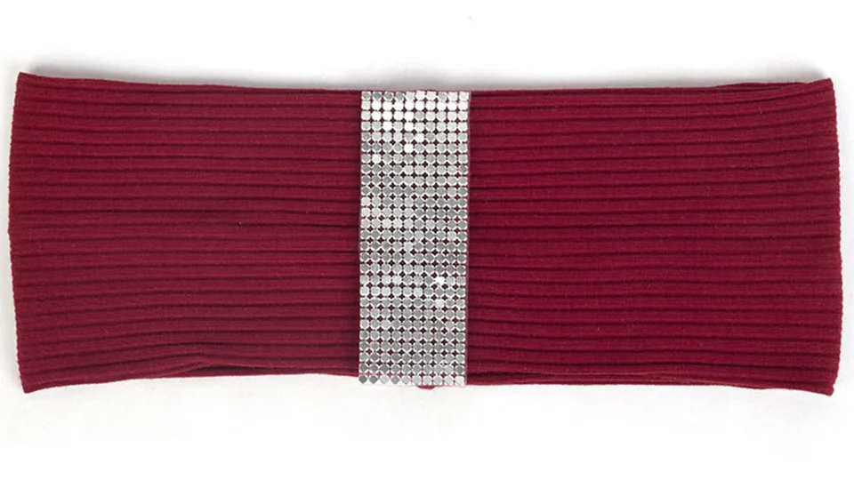 Ribbed Headband For Women Metal Geometric Accessories Female Casual Elastic Hairband Turban Wraps Cotton Striped Flat Band DT796