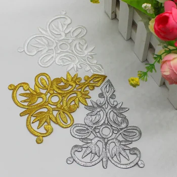 

YACKALASI 10 Pieces/Lot Iron On Flower Gold Embroidered Flower Appliques Cosplay Costumes Trims Embroidery Patches 10*7cm
