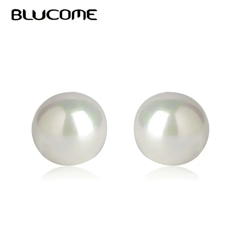 Женские маленькие серьги гвоздики Blucome круглые с искусственным жемчугом