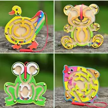 Четыре небольших деревянных магнитные ручки лабиринт дети мультфильм Животные магнитный игрушки-лабиринты