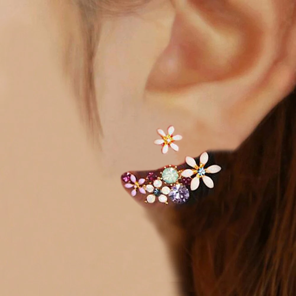 2016 Korean Fashion Imitation Pearl Earrings Small Daisy Flowers