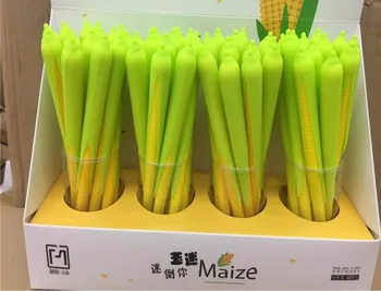 

new lovely Corn Cob Silica gel pen cute cartoon stationery prize gift kawaii student pen sign pen black neutral pen 48pc/lot