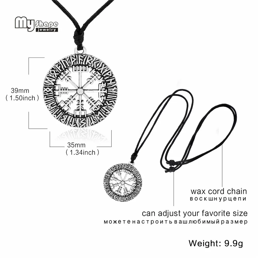 My shape ожерелье с дизайном «Компас» Подвески Talisman Viking Elder Futhark Valknut языческий амулет Vegvisir Скандинавское ожерелье
