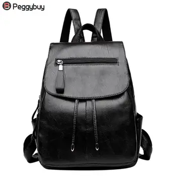 

Women Vintage Backpacks High Quality Leather Backpacks For Teenage Girls Sac A Main Female School Shoulder Bags