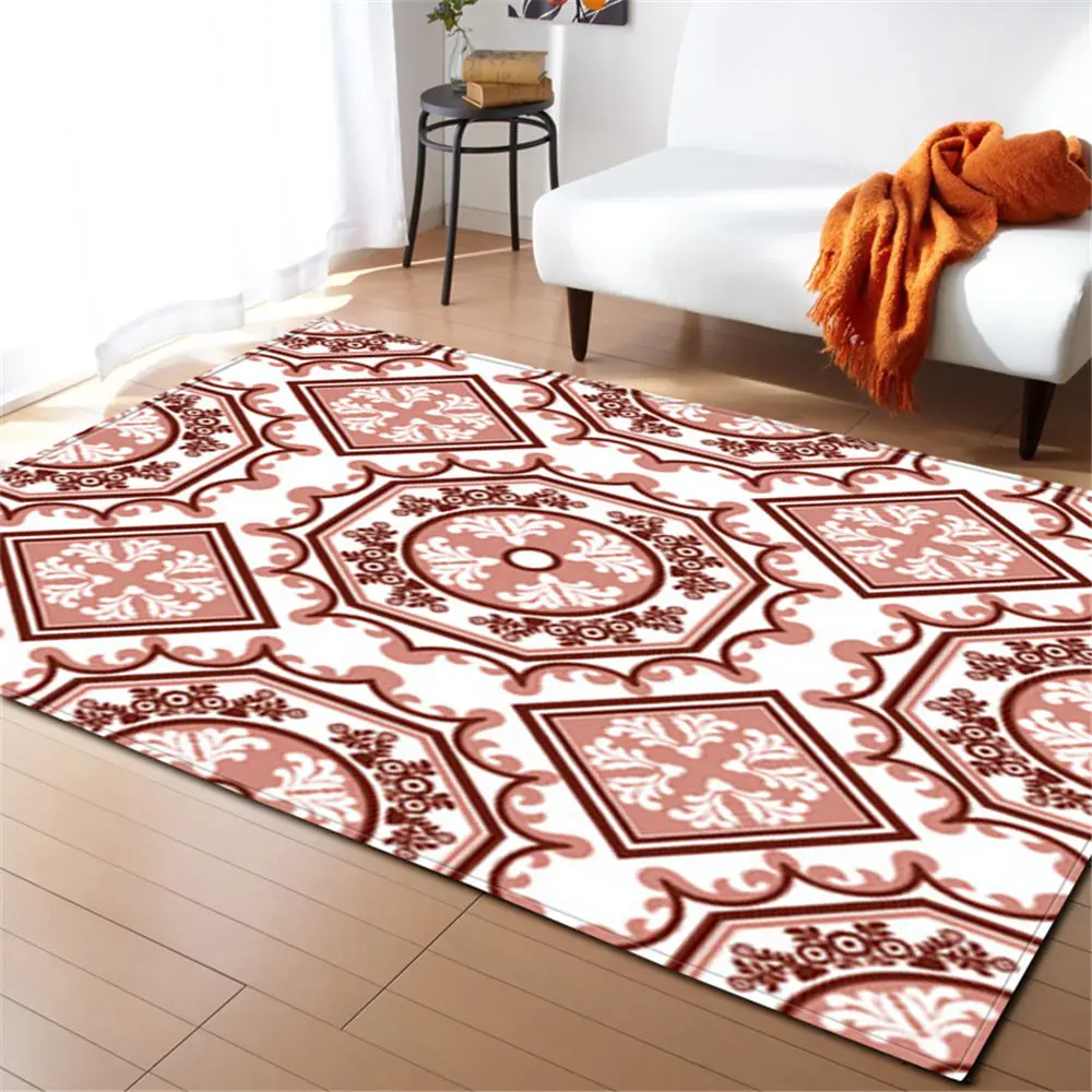

Nordic Geometric Print Living Room Carpets Flowers Rug Mats Bedroom Decoration Soft Flannel Bedside Tea Table Area Rug Carpet