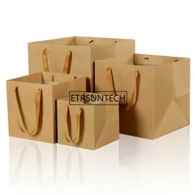 100 шт./лот, бумажный пакет для упаковки фруктовых цветов, бонсай, с ручкой, квадратным дном, крафт-бумажный пакет, Подарочный пакет, черный/коричневый, 4 больших размера