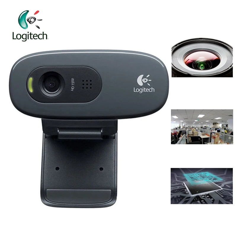 Logitech C270 HD Vid 720P веб-камера Встроенный микрофон USB2.0 Мини-Компьютерная камера для ПК ноутбука поддержка видеозвонков официальный тест