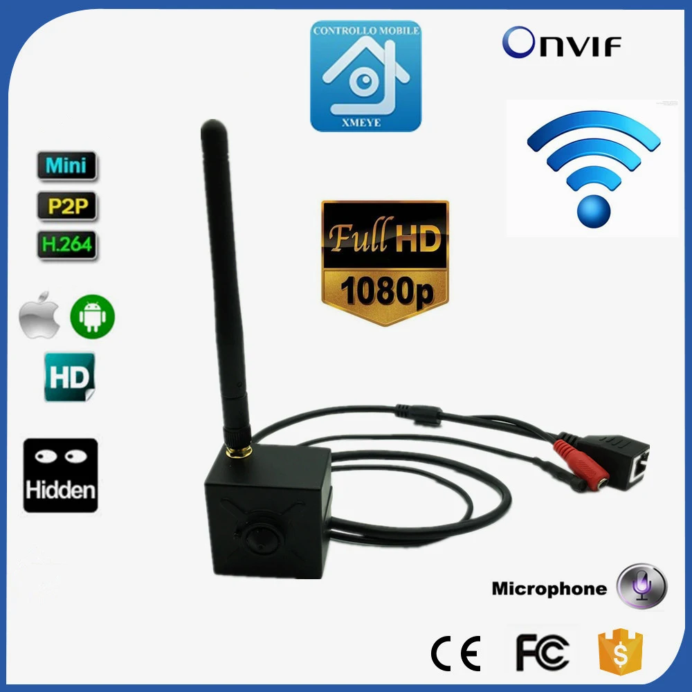 Wireless Camera Wifi IP 1080P Mini Wifi IP Camera 2.0MegaPixels 3.7mm Pinhole Lens H.264 Onvif Security Wifi Camera CCTV Audio