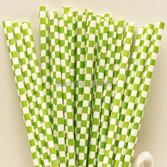 100pcs Mixed Colors Lime Green Checkered Paper Straws Buy Cheap Retro Party Drinking Bulk Wholesale Manufacturer | Дом и сад