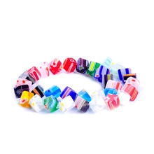 31 pcs/string cores misturadas 8mm forma quadrada padrão de flor de vidro lampwork beads para colar pulseira DIY fazer jóias