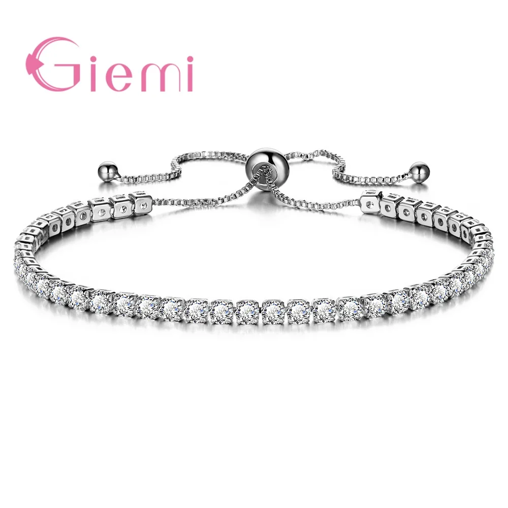 

Genuine Austrian Crystal Bracelets For Women White CZ Stone Link Chain Charm Bracelet Best Gift For Lover Wedding