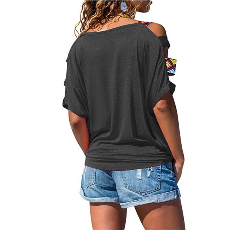 BBYES Hot Summer Female Casual Sleeve Loose Type T-Shirt Tops Women Short Sleeve Strapless Off Shoulder Blouse Plus Size S-2XL