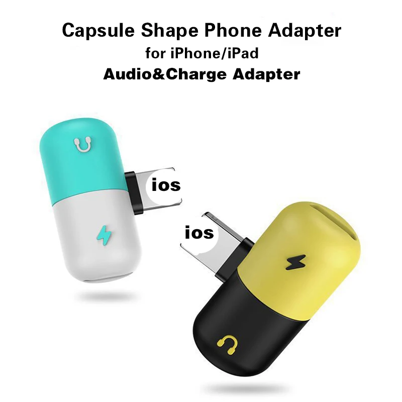 

Phones Adaptor for iphone X 8 7 Plus 2 in 1 Dual Lighting Mini Portable Audio&Charge Adapter Splitter Phones Convertor Adapter