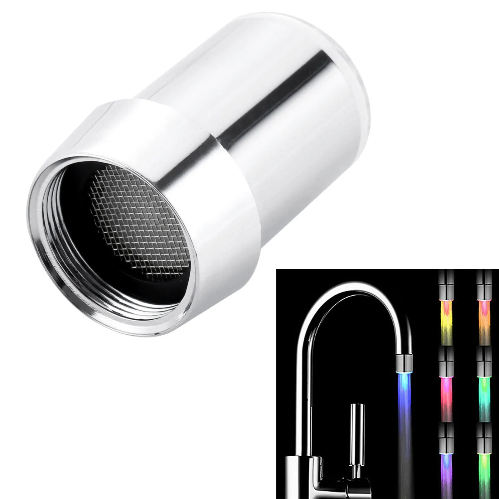 7 Colors Changeable ABS Led Faucet Light Colorful Faucets Nozzle Spouts Water Tap Nozzle With Adapter Kitchen Faucet Accessories