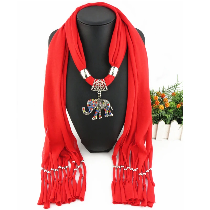 Женский шарф ожерелье с подвеской в виде слона|pendant jewelry scarves|fashion women scarfwomen designer scarf