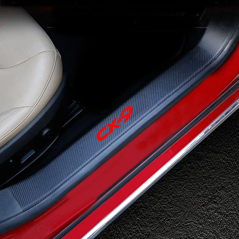 Для Mazda Cx9 Накладка на порог двери автомобиля порога Шаг пластины из углеродного волокна из искусственной кожи автомобиль-Стайлинг
