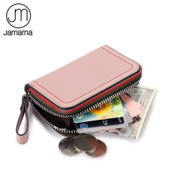 

Jamarna Card Holder Small Wallet Genuine Leather Card ID Holders Coin Case Organ Folds Design Zipper Fashion New