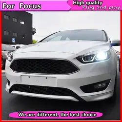 Стайлинга автомобилей сборки для Ford Focus 2015-2018 фары светодиодный новый фар DRL Объектив Двойной Луч Биксеноновая HID автомобильные аксессуары