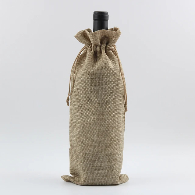 Vintage Jute Wine Bottle Bags champagne Bottle Covers Burlap Linen Packaging Gift Pouchesin