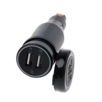 

DIN3.1A Motorcycle Waterproof Power Adapter Dual USB Charger With Cigarette Lighter For BMW Hella DIN Motor