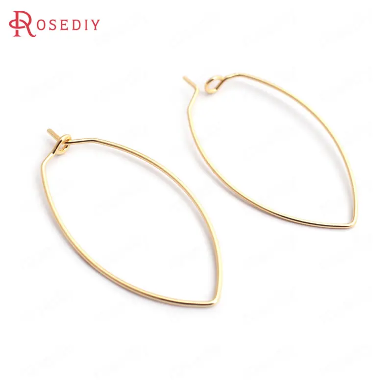 

(35206)20PCS 38x19MM Thickness 0.7MM 24K Gold Color Brass Long Oval Earrings Hooks High Quality Diy Jewelry Findings Accessories
