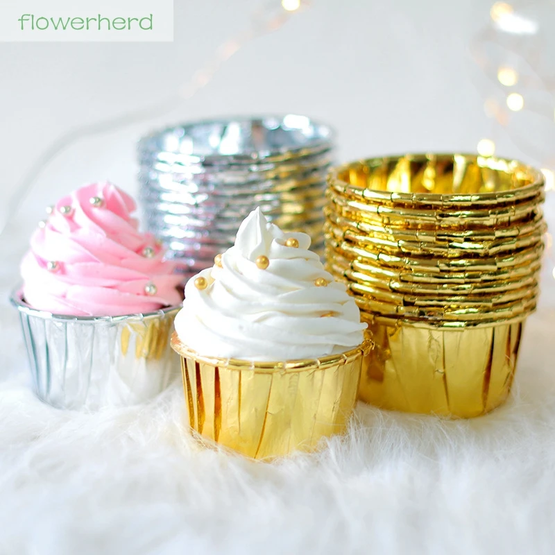 20pcs Curling Aluminium Foil Cake Cup Cupcake Cases Liners Muffin Kitchen Baking Wedding Party Decorating Tool Gold Tray Cake 20pcs Curling Aluminium Foil Cake Cup Cupcake Cases Liners Muffin Kitchen Baking Wedding Party Decorating Tool Gold Tray Cake