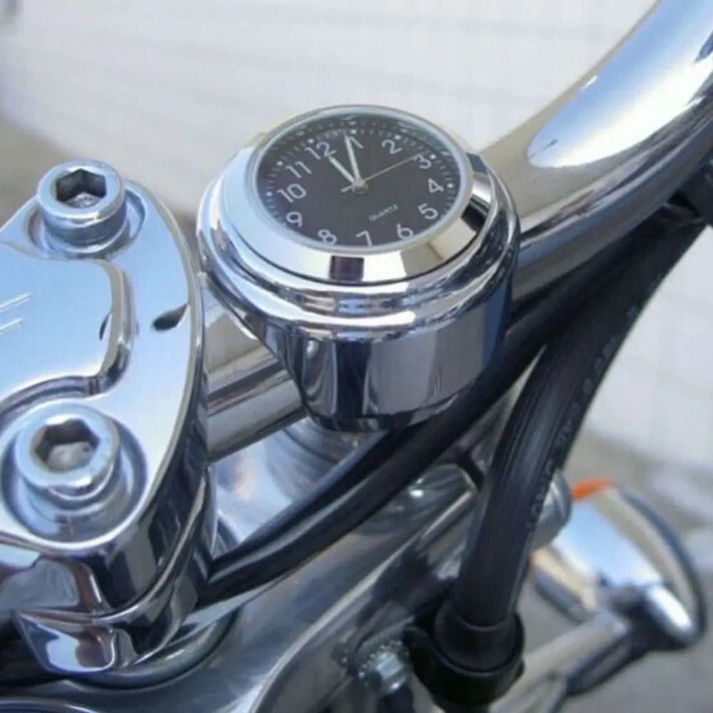 

1" Motorcycle Handlebar Black Dial Clock For Harley Honda Yamah