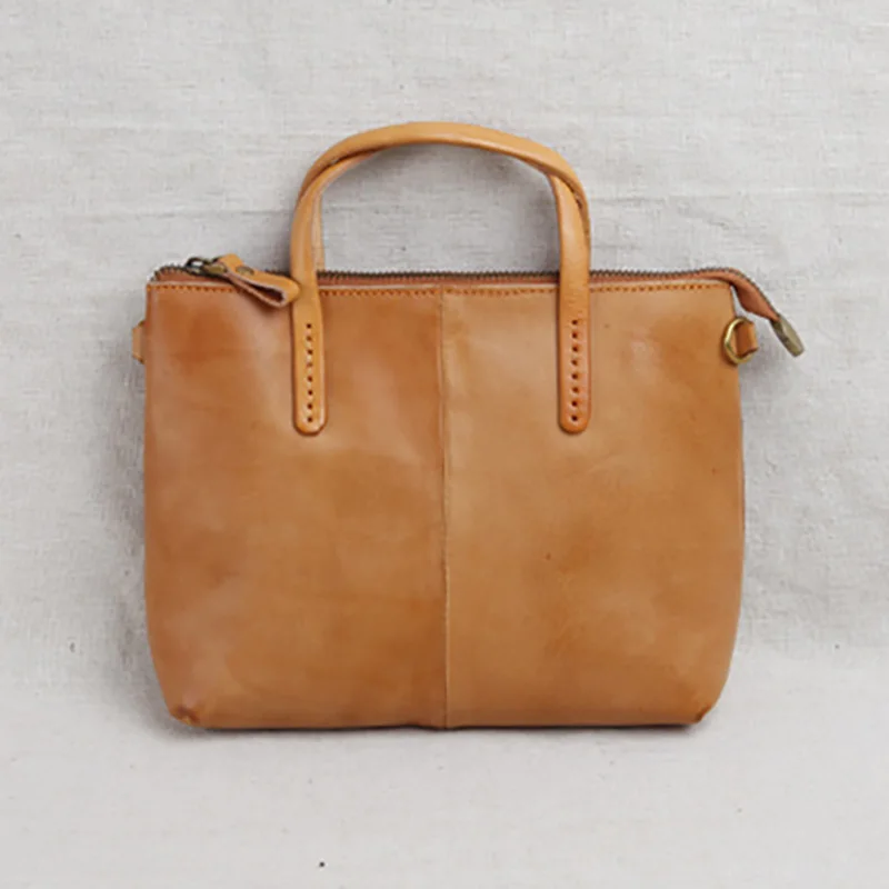 AETOO Handmade leather mini women's bag, vintage tanned cowhide one-shoulder slanted bag, literary handbag