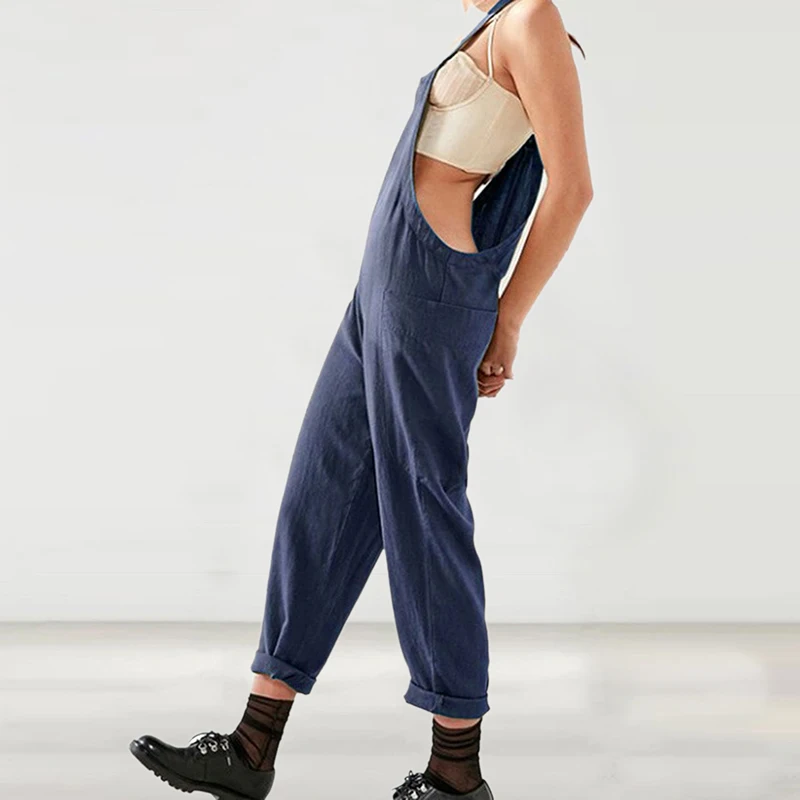 S-5XL Women's Jumpsuits Woman Casual Loose Long Harem Trousers Pants Plus Size Solid Romper Jumpsuit Female Sexy Bib Overalls