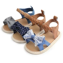 Детская обувь для девочек сандалии для новорожденных летние милые сандалии из искусственной кожи с бантиком-бабочкой, пляжные сандалии для девочек