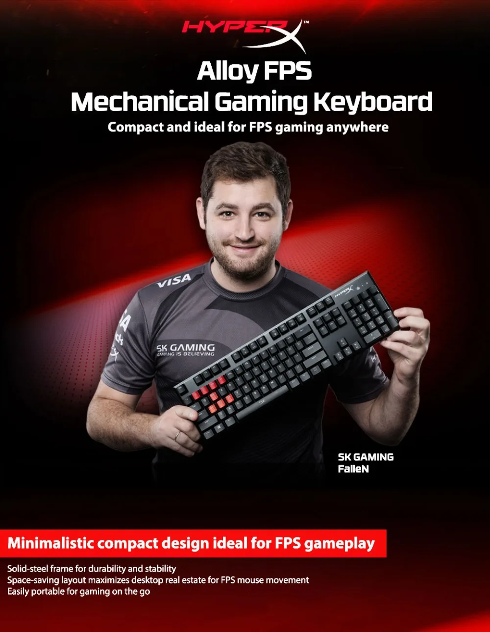 HyperX сплав FPS Механическая игровая клавиатура задний светильник светодиодный 100 процентов анти-ореолы и fFull n-ключ опрокидывания вишневая клавиатура