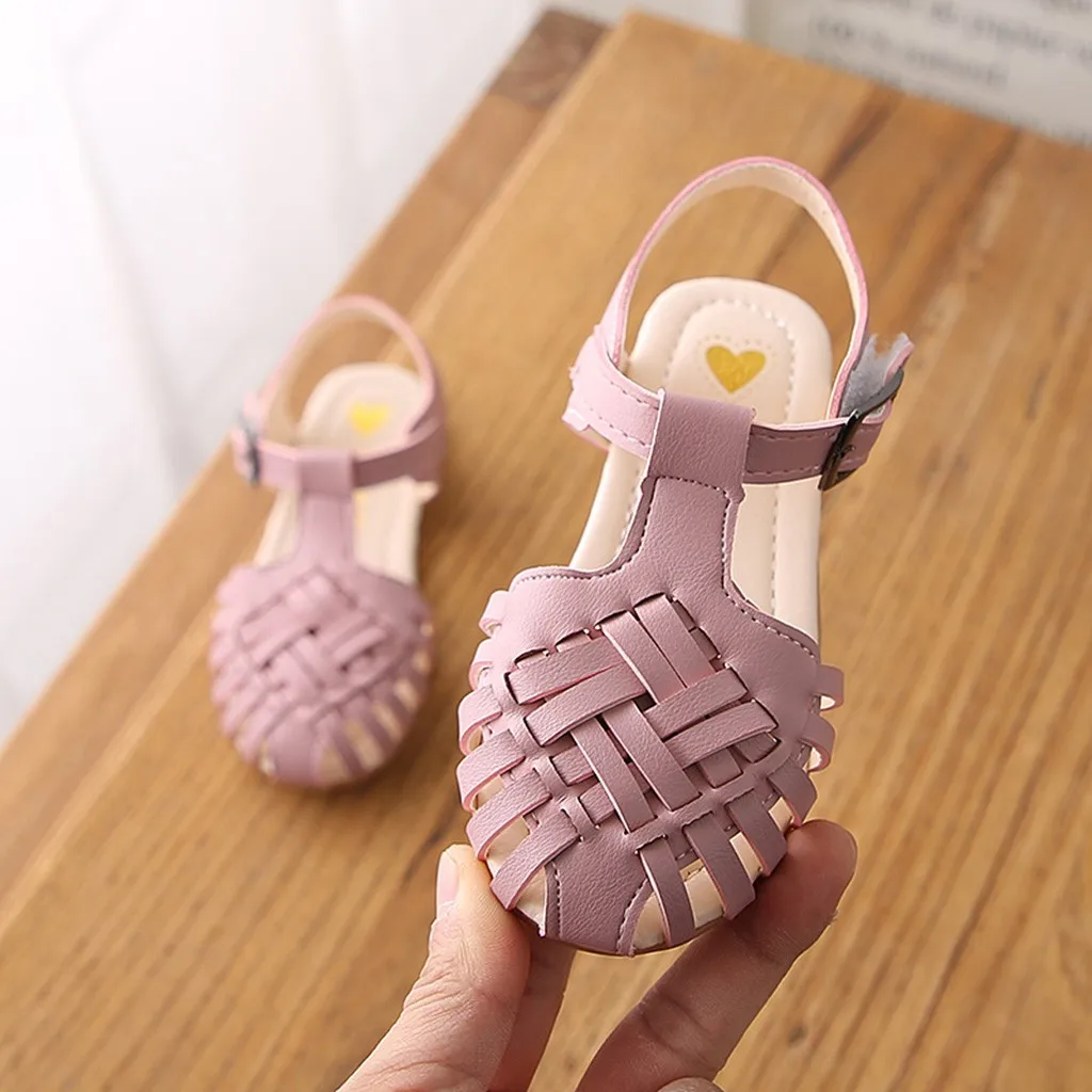 Детские сандалии на полой подошве; тканые детские сандалии принцессы розового цвета с мягкой подошвой; Летние удобные сандалии для девочек;# D1