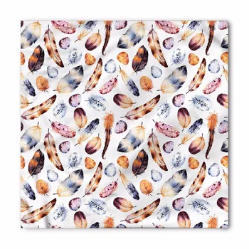 

FORUDESIGNS Colorful Peacock Feather Pattern Woman Square Silk Hairbands Korean Fashion Hair Accessories for Girl Bandanas Scarf