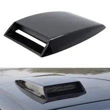 BBQ@FUKA Black ABS + Aluminium Decorative Air Flow Intake Hood Scoop Vent Bonnet Cover Trim Fit For Universal Car Accessories