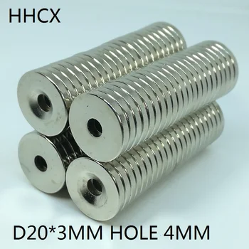 

10pcs/lot Disk magnet 20x3 mm Hole 4 mm N35 Strong D Countersunk NdFeB magnet 20*3 mm Permanent magnet 20mm x 3mm