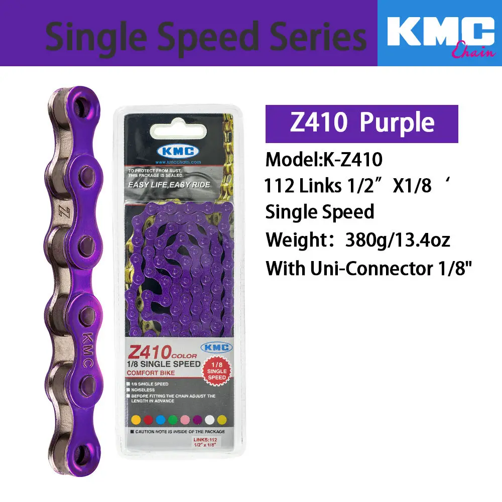 Flash Deal KMC Z410 1/8 Single Speed Chain Fixed Gear bicycle Chain 112L Urban Leisure Bike Folding Bike Chain Multi-Color  Bike Chain 390g 4