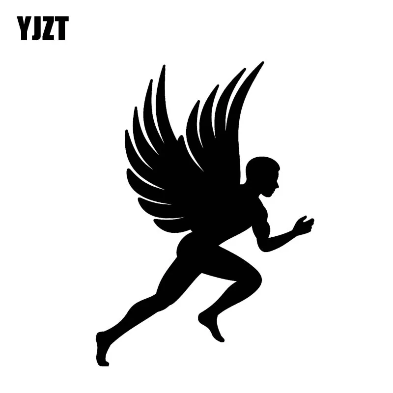 YJZT 8.6*12CM Decal Silhoutte Cool Design Fitness Angel Running Covering The Body Car Sticker Black/Silver C20-1402 | Автомобили и