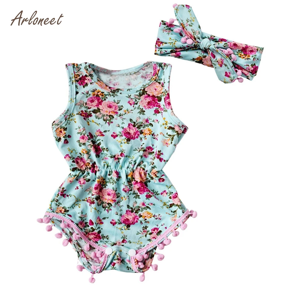 

ARLONEET Baby Rompers Set Newborn Baby Girls Floral Romper Sunsuit Clothes Set Dropshipping P23 Jan22